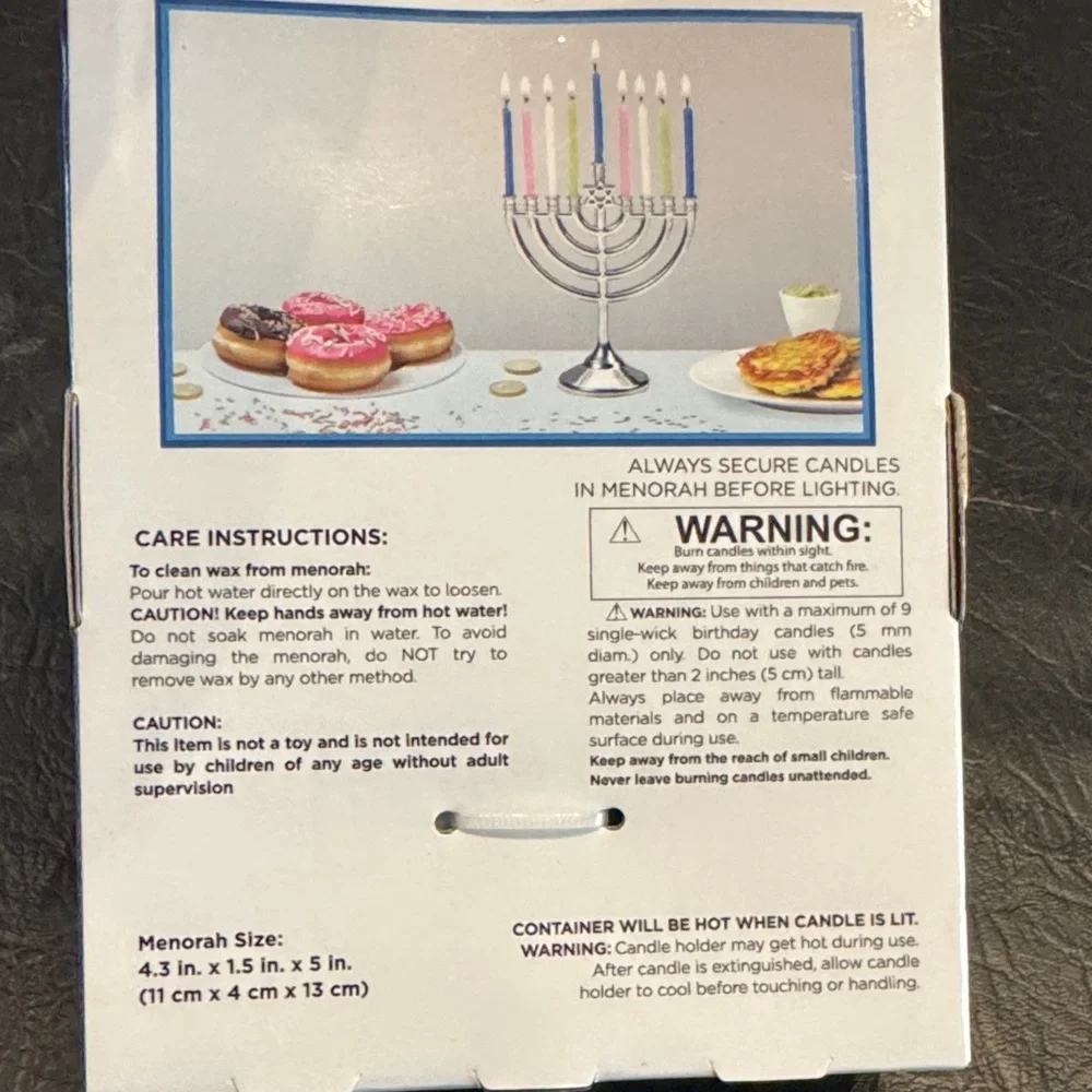 Silver Mini Menorah Set with Colorful Candles, NEW